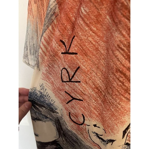 Vintage CYRK House Dress Nightgown Pencil Art Drawing Horses Size M L - Picture 3 of 10